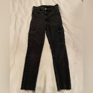 H&M Black Straight High-Rise Jeans